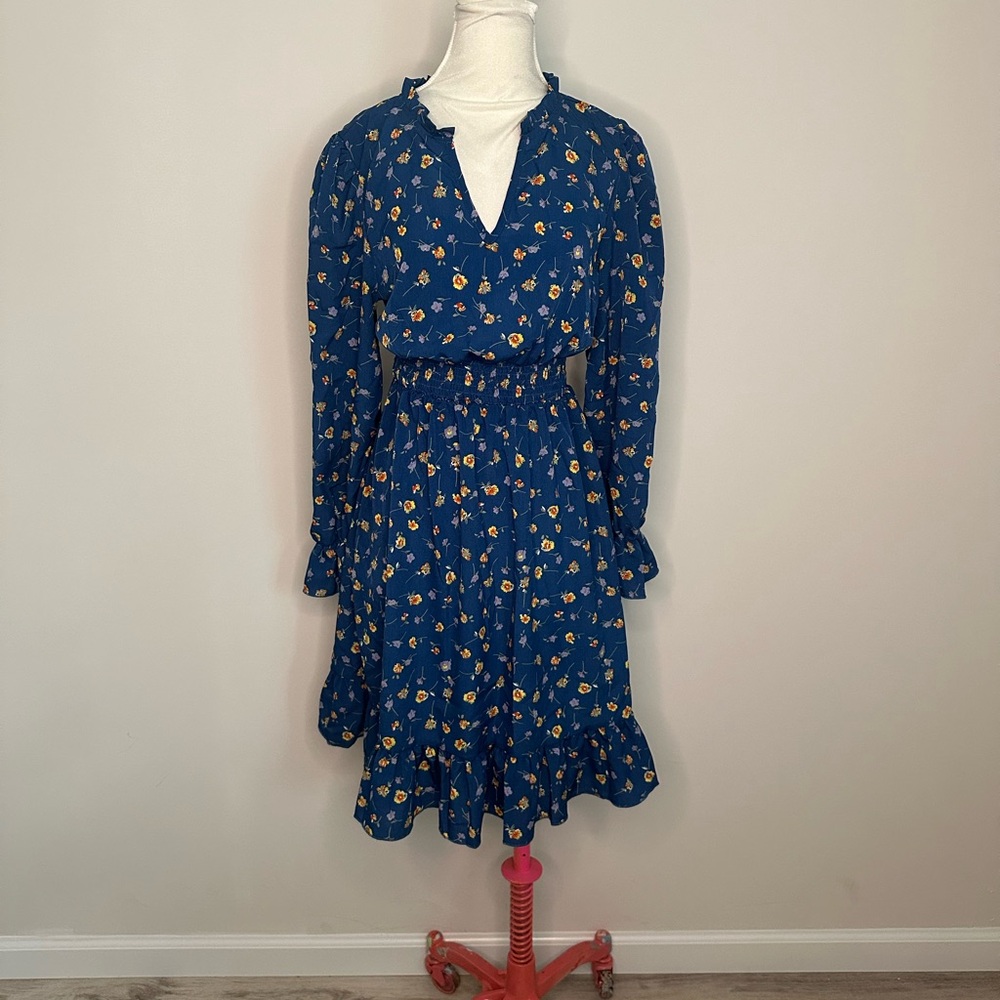 SHEIN Navy Floral Print Dress